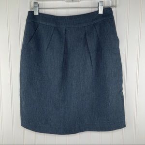 Anthropologie Tabitha Linen Blend Pleated Skirt Blue 4
